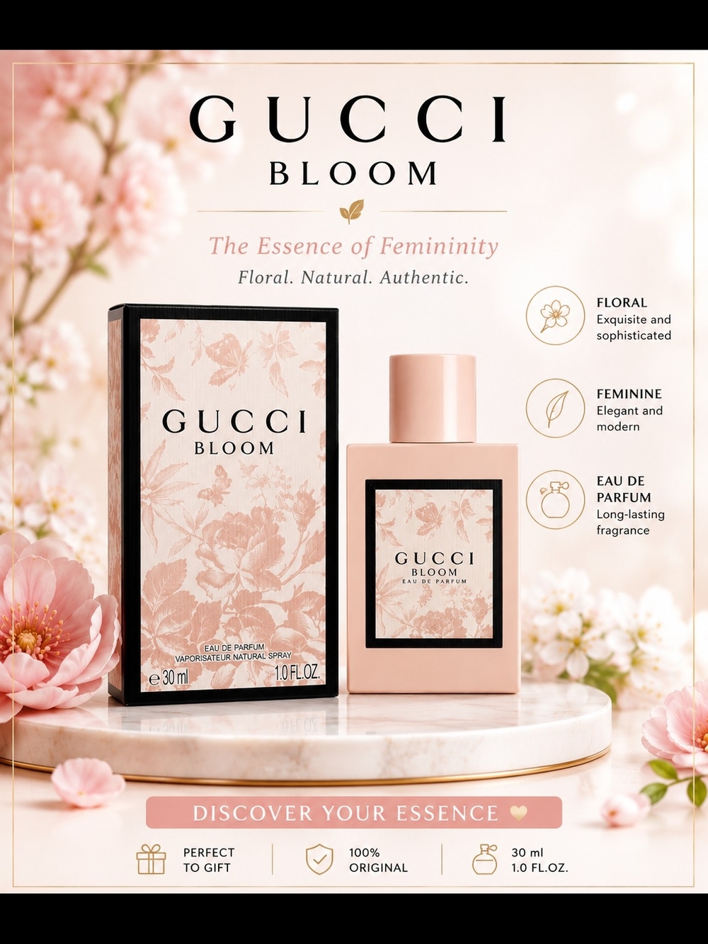 GUCCI BLOOM EAU DE TOILETTE Spray 50 ML. 1.6 FL.OZ.